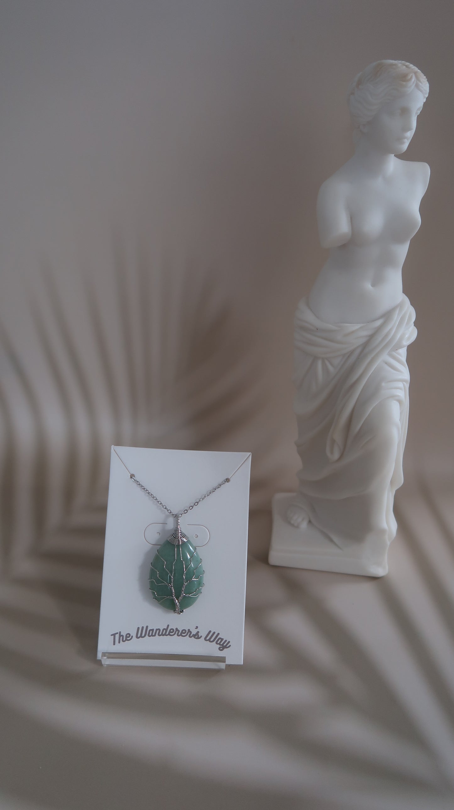 Green Aventurine Natural Stone Pendant Tree Of Life Necklace