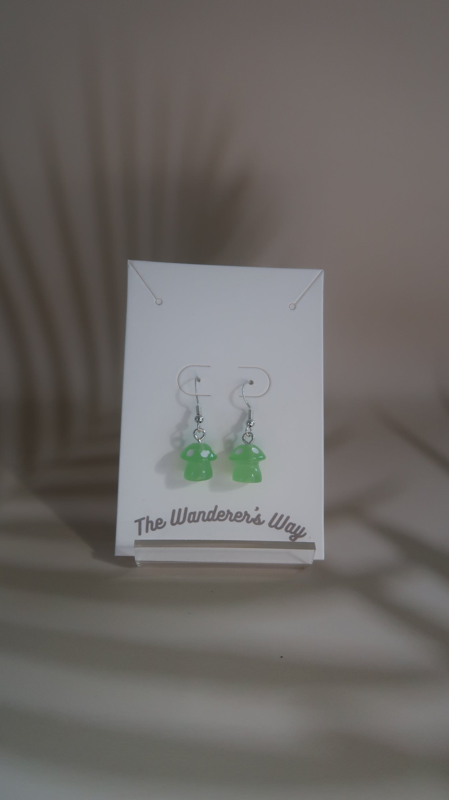 Handmade Green Resin Glow In The Dark Mushroom Earrings
