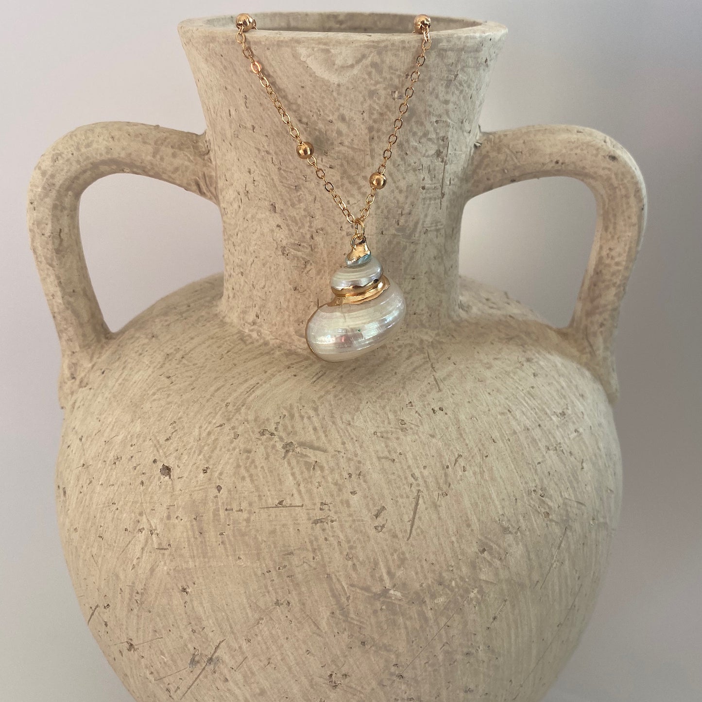 'Vanessa' Seashell Gold Beaded Necklace