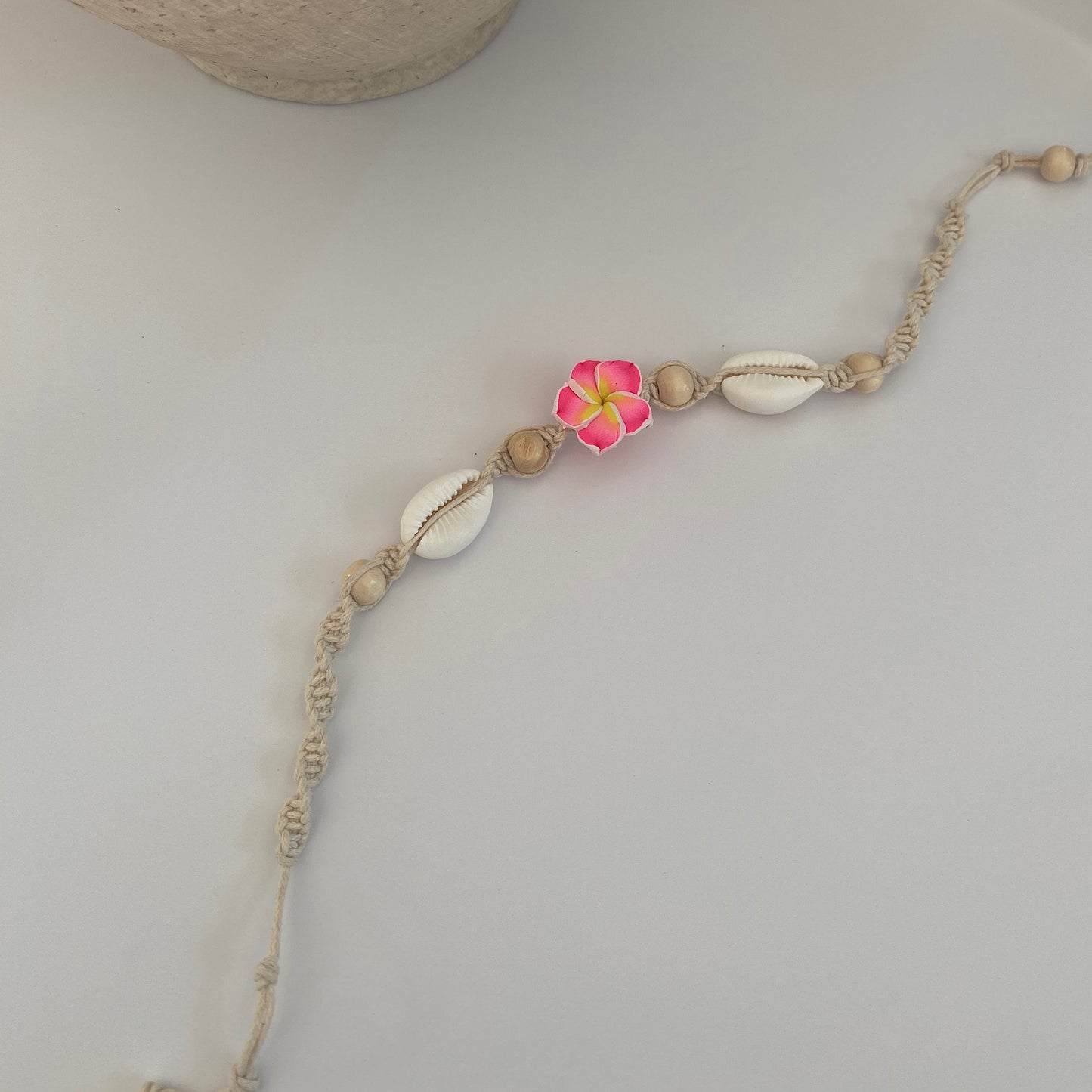 'Melia' Seashell Flower Crochet Anklet