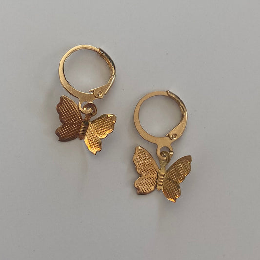 Gold Butterfly Huggie Earrings