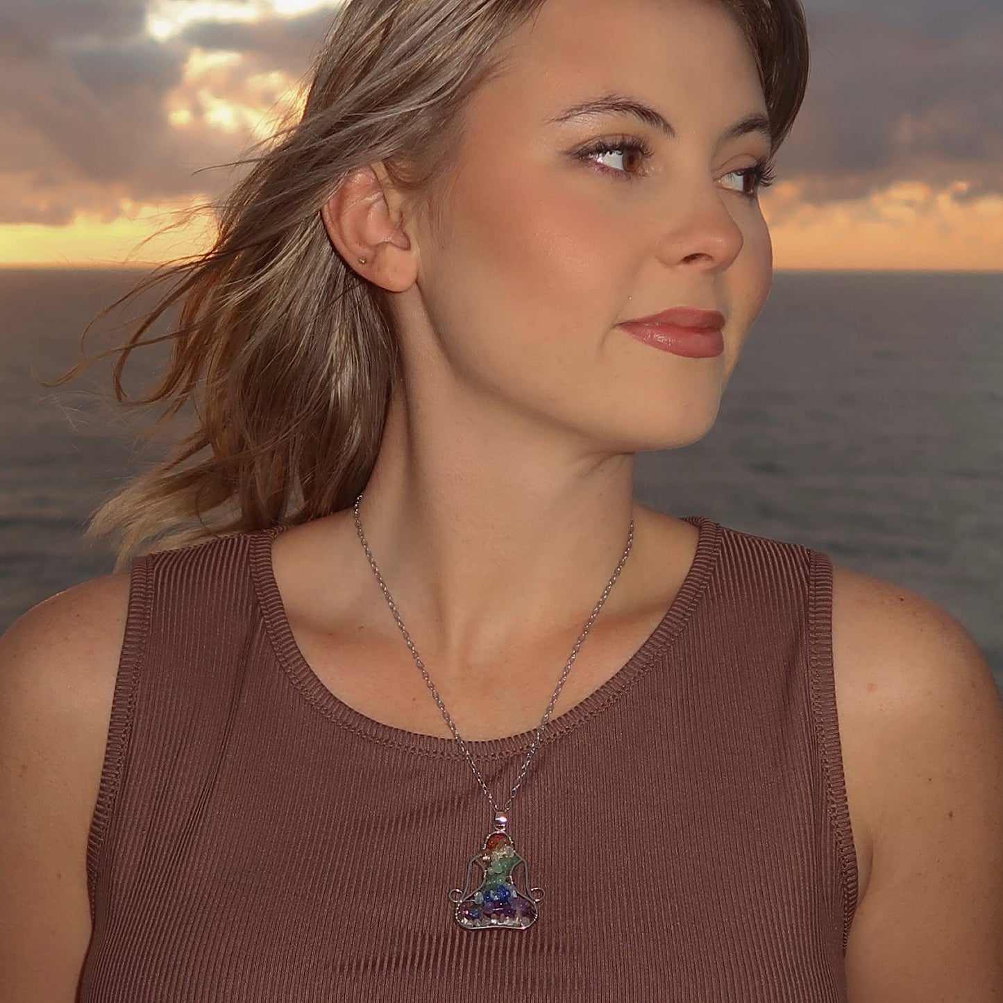 Chakra Necklace With Natural Crystal Stones