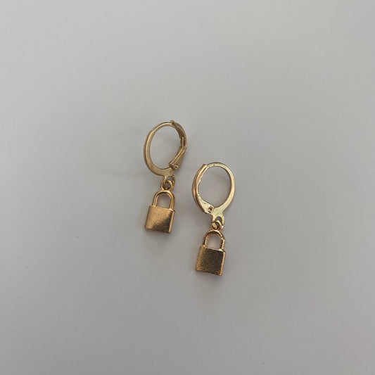 Padlock Pendant Huggie Earrings